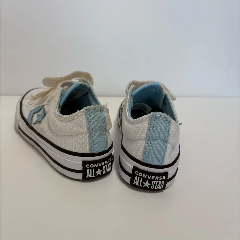 Converse Star Player Kids White/Blue Hook & Loop Low Top Sneakers US 12.5